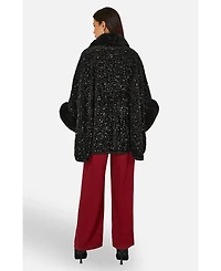 Yumi Women's Textured Faux Fur Lined Cape