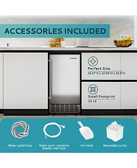 Euhomy 80-lb/Day Freestanding Cubed Ice Maker with Auto-Cleaning in Silver