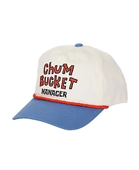 Spongebob Squarepants Men's Chum Bucket Manager White & Blue Retro Grandpa Snapback Hat