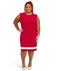 Kasper Seam Women's Crewneck Stripe Detail Sheath Dress