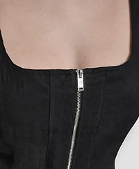 Dkny Women's Sleeveless Zipper Corset Top