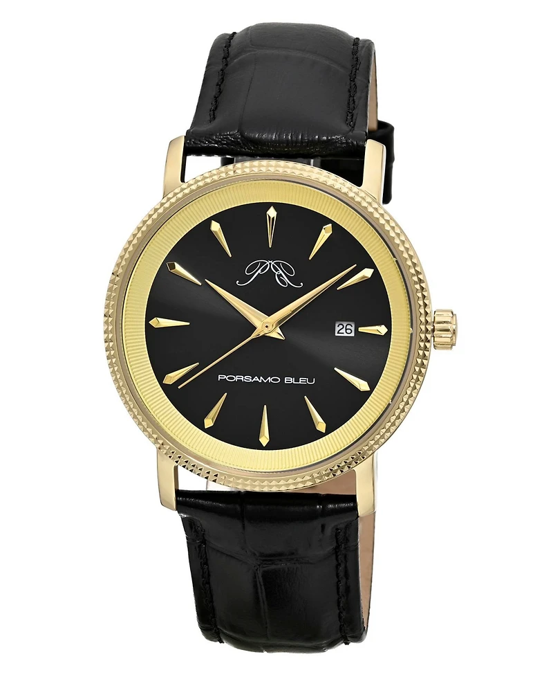 Porsamo Bleu Men's Veritas 2 Genuine Leather Band Watch 1362EVEL