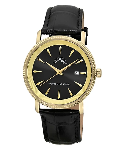 Porsamo Bleu Men's Veritas 2 Genuine Leather Band Watch 1362EVEL