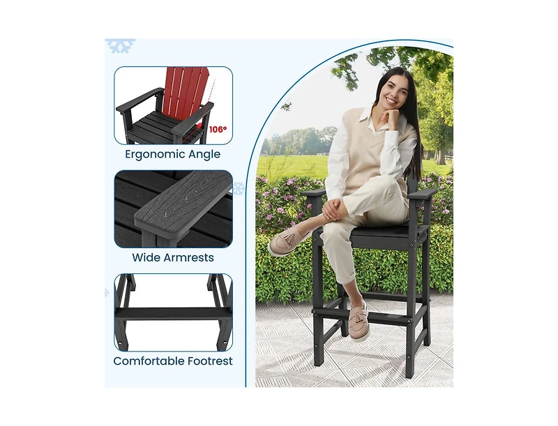 Slickblue Set of 2 Hdpe Counter Height Bar Stools for Outdoor Patio