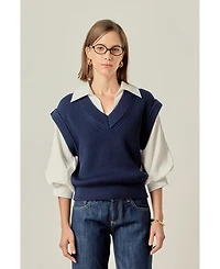 English Factory Women's Mixed Media Top