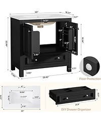 Tribesigns 30" Modern Bathroom Vanity with Sink, Freestanding Vanities Cabinet Combo