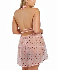 iCollection Plus Hearts and Lace Babydoll Lingerie Set
