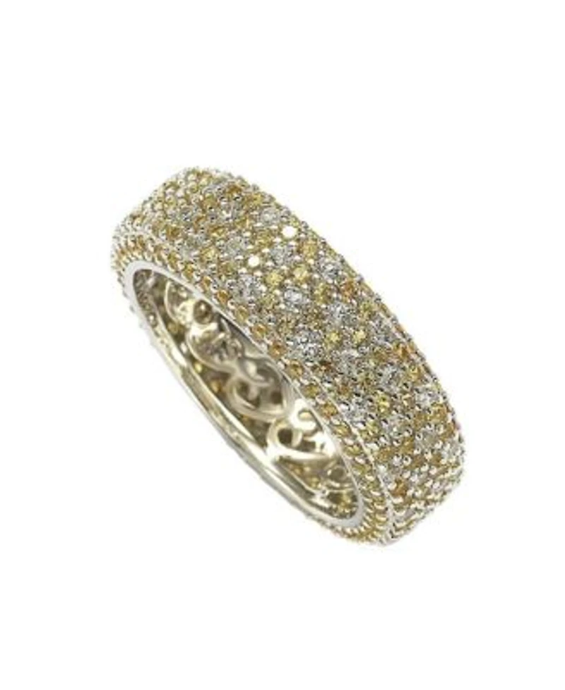 Suzy Levian Sterling Silver Sapphire Pave Eternity Band Ring