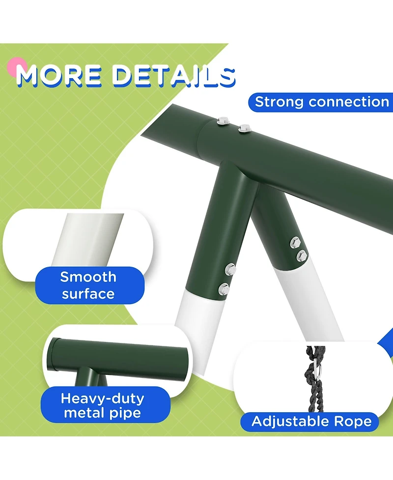 Outsunny Metal Swing Set for Backyard Holds up to 528 lbs. for Ages 3-8