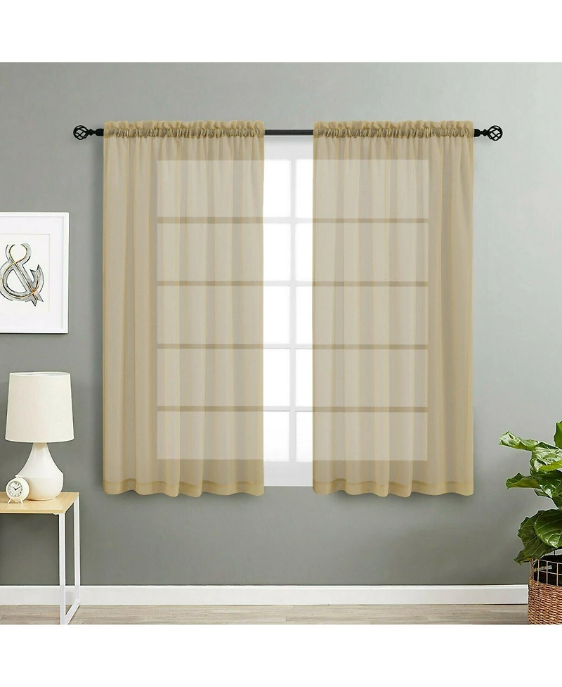 Kate Aurora Designer Sheer Voile Rod Pocket Curtains For Small Windows