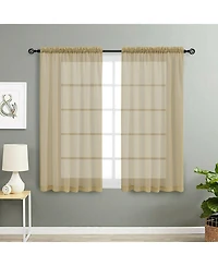 Kate Aurora Designer Sheer Voile Rod Pocket Curtains For Small Windows