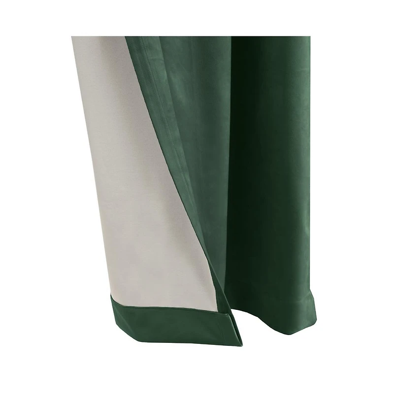 Thermalogic Seren Classic Velvet Room Darkening Dual Header Energy Efficient Curtain Panel 50" x 84" Dark Green