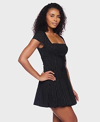 B Darlin Juniors' Striped Pleated Mini Dress
