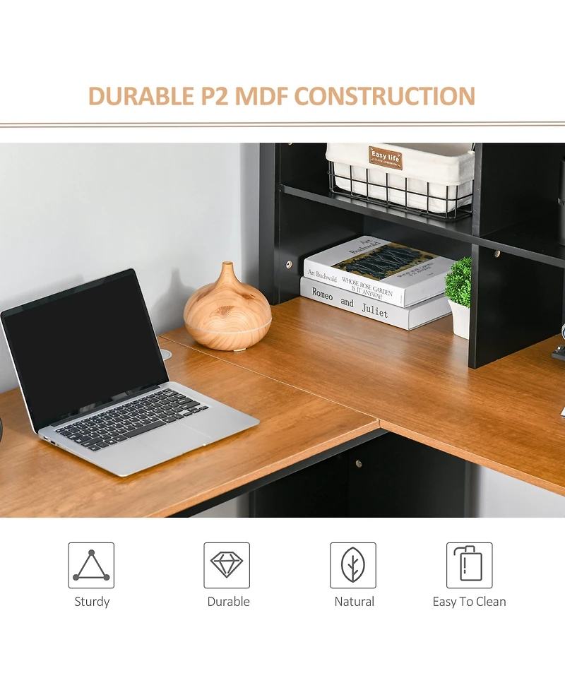 Homcom Minimalist L-Shaped Desk w/ Large Tabletop and Ample Storage Spaces