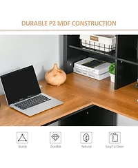 Homcom Minimalist L-Shaped Desk w/ Large Tabletop and Ample Storage Spaces
