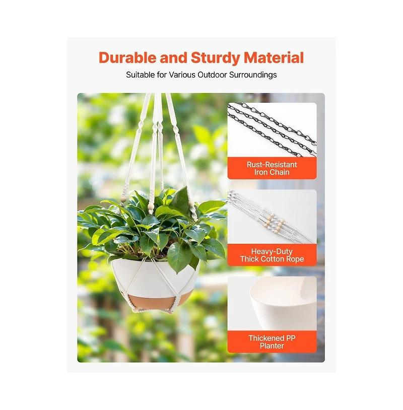 Set of 2 Hanging 10" Self-Watering Flower Pots for Indoor and Outdoor Use