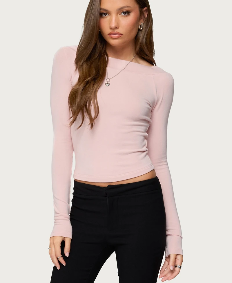 Edikted Women's Embry Boat Neck Raglan Top