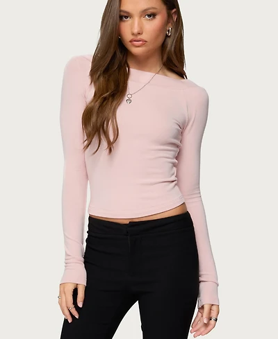 Edikted Women's Embry Boat Neck Raglan Top