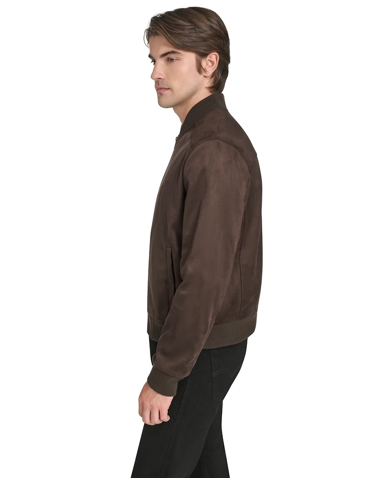 Cole Haan Men's Faux Suede Bomber Jacket