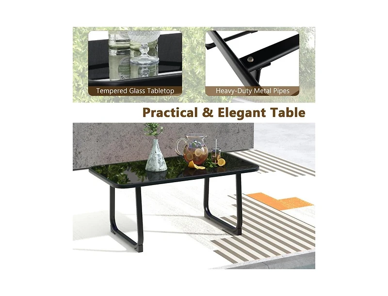 Slickblue 4 Pieces Patio Conversation Set with Breathable Fabric Seat