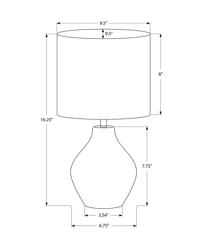 Monarch Specialties Lighting 16" Plastic Table Lamp