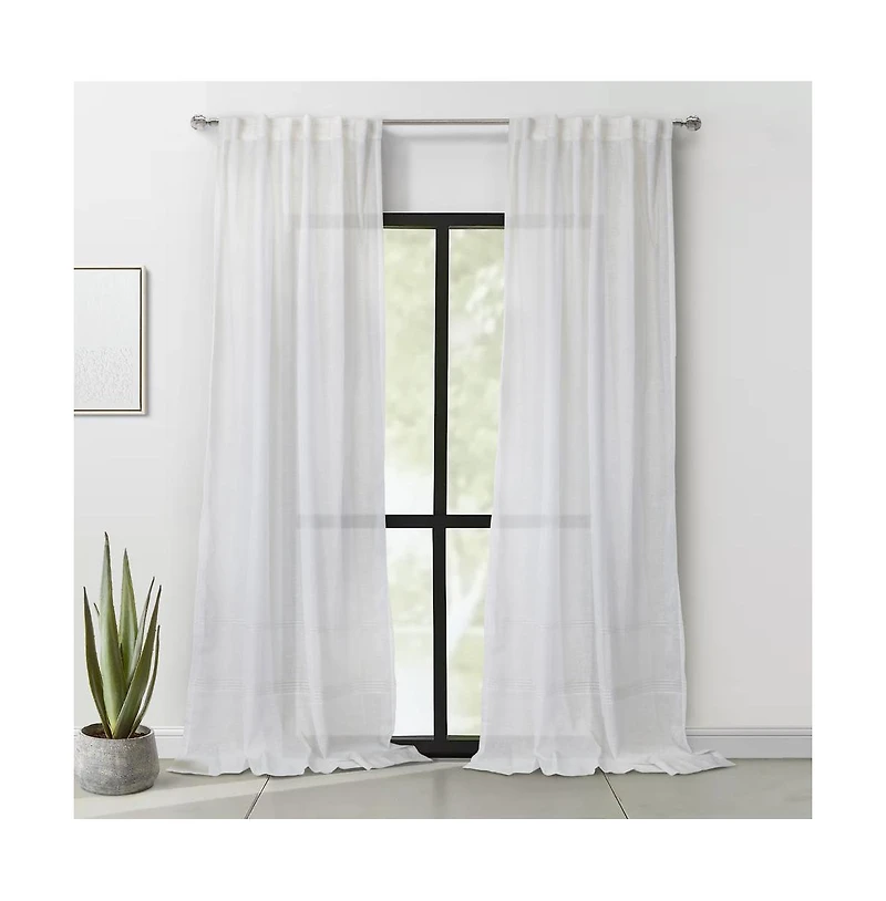 Habitat Alicante Sheer Dual Header Slub Sheer Fabric Curtain Panel for Brighten Any Living Space