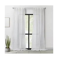 Habitat Alicante Sheer Dual Header Slub Sheer Fabric Curtain Panel for Brighten Any Living Space