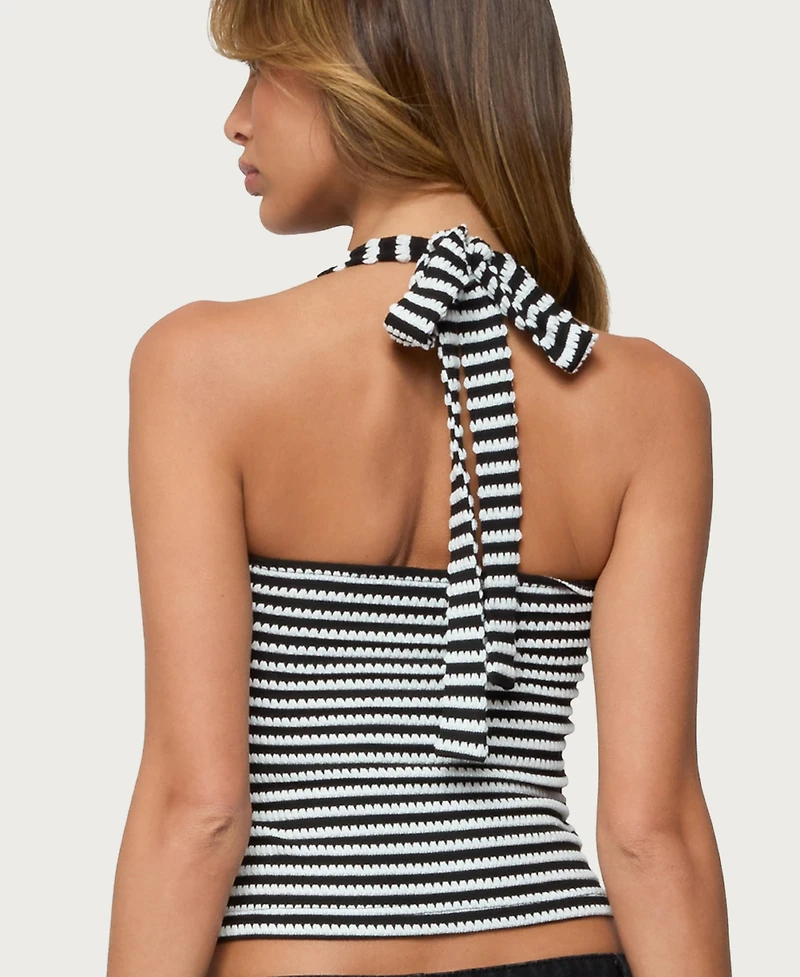 Edikted Women's Lovina Textured Striped Halter Top