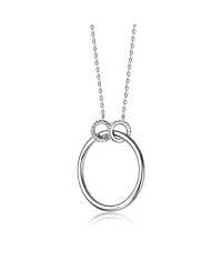 Sterling Silver White Gold Plated Hollow Circle Pendant Necklace
