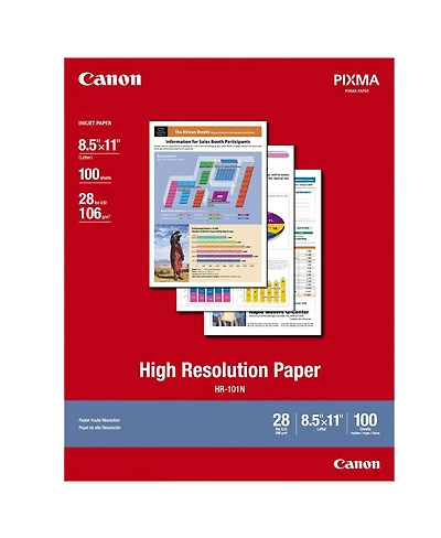 Canon Hr-101 High Resolution Paper, Smooth, Bright White Matte Inkjet Paper, 8.5x11", 100 Sheets