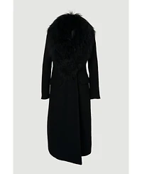 Karen Millen Women's Wool Detachable Collar Midi Coat