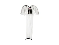 Mondawe 6.6 ft Halloween Animatronic Standing Angel with Sound-Activated Light-up Eyes and Flapping Wings