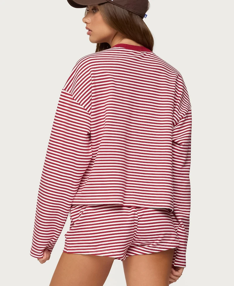 Edikted Women's Jainee Striped Long Sleeve T Shirt