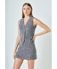 endless rose Women's Multi Tweed Buttoned Vest