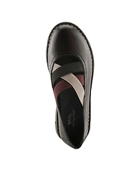 Spring Step Women's Comfortable Pebbled Leather Slip-On Wedge Shoes with Elastic Straps & Removable Outsole