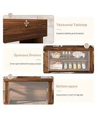 Tribesigns Kitchen Island with 3 Shelves, 55 Inches Width Kitchen Shelf with Large Worktop