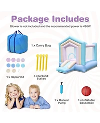 Sugift Kids Bounce House with Slide and Basketball Rim Bouncy Castle for Party without Blower