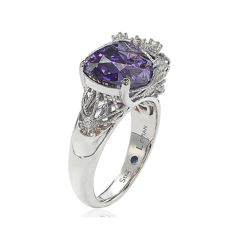 Suzy Levian Sterling Silver Cubic Zirconia Webbed Ring