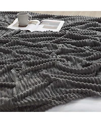 Ultra Soft & Light Ribbed Fleece Blanket - Throw/Travel 50"x60"