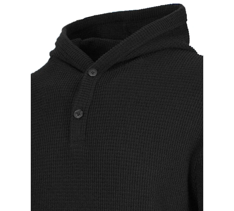 Blue Ice Men's Regular-Fit Waffle Knit Thermal Henley Hoodie