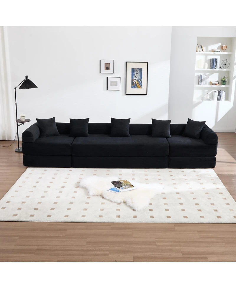 Streamdale Furniture Convertible Folding Sofa Bed with Pillow Back Handrail and Memory Foam