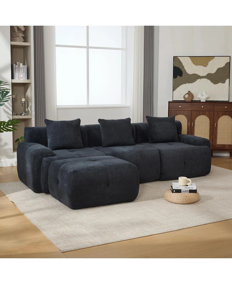 Streamdale Furniture Streamdale 104.3" 4-Piece L-Shaped Upholstered Modular Sectional Sofa, Charcoal