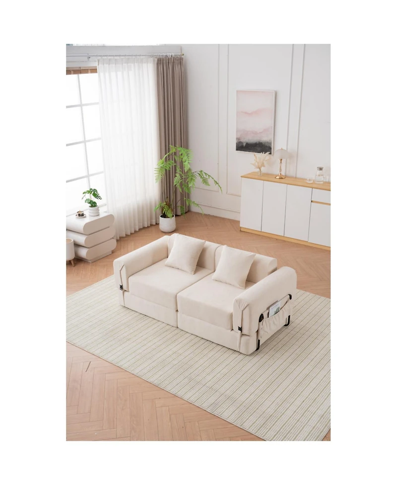 Streamdale Furniture Free combination sofa, reclining, ultra-comfortable double modular sofa, beige
