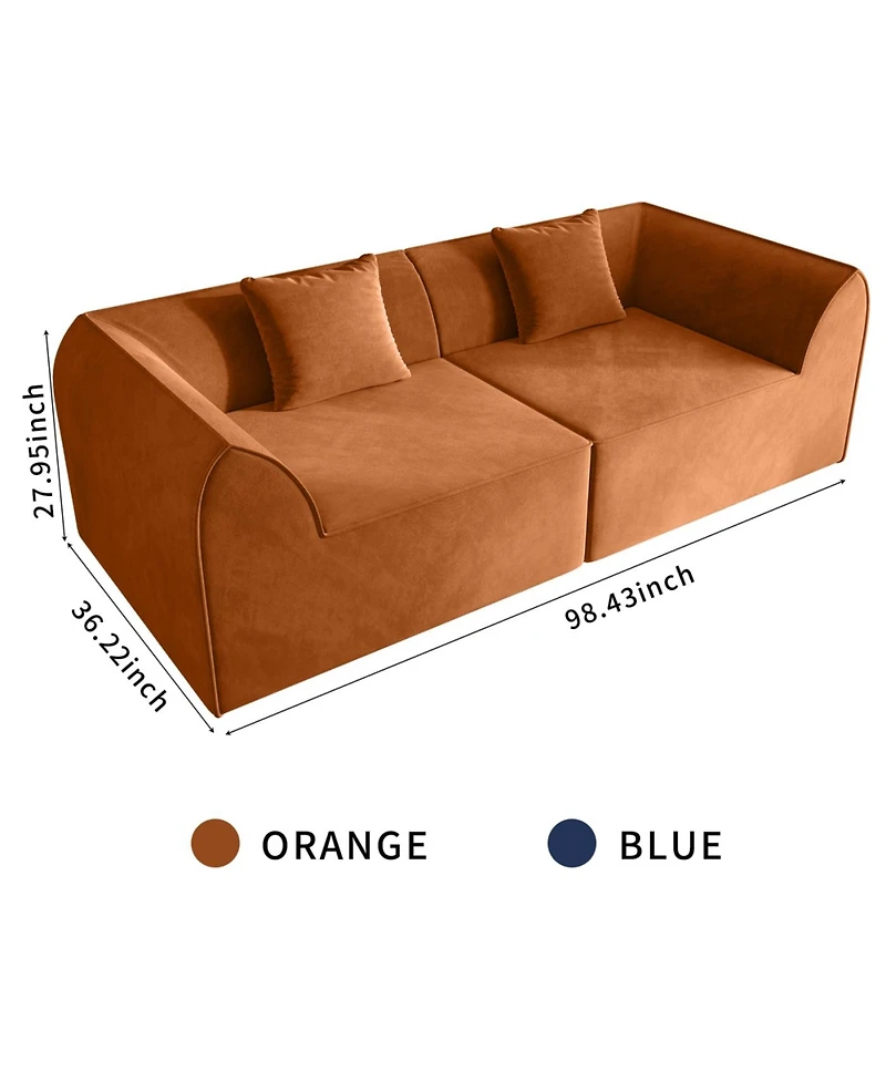 Streamdale Furniture Compressed Memory Foam Sofa with Pillow 2-Seater Lounger Daybed, Orange