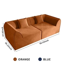 Streamdale Furniture Compressed Memory Foam Sofa with Pillow 2-Seater Lounger Daybed, Orange