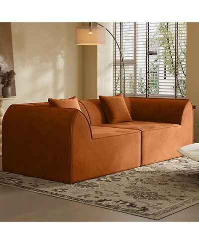Streamdale Furniture Compressed Memory Foam Sofa with Pillow 2-Seater Lounger Daybed, Orange