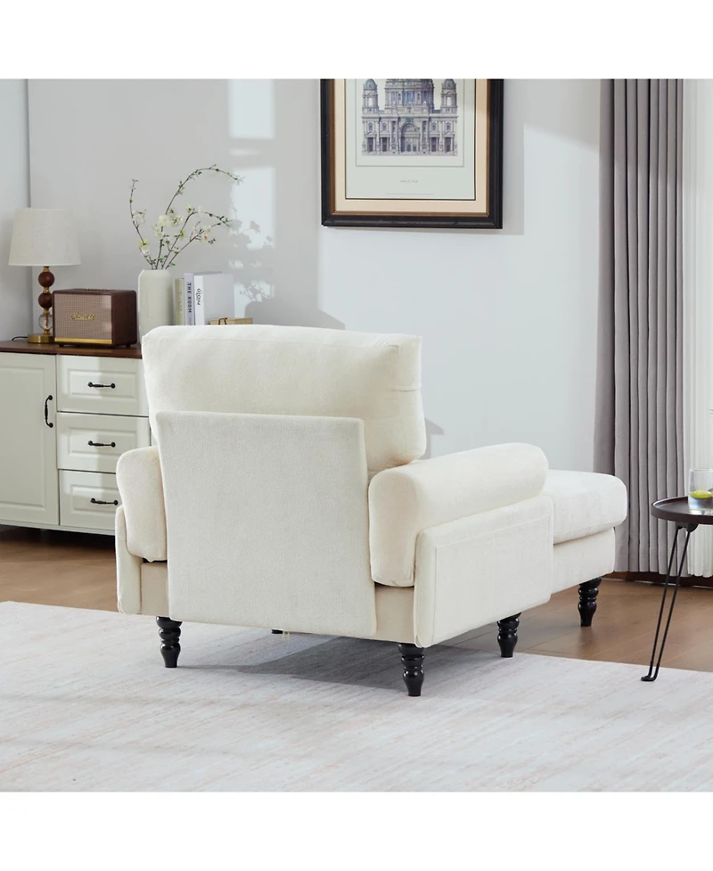 Streamdale Furniture Modern Minimalist Chenille Chaise Lounge Recliner Sofa with Armrests & Storage