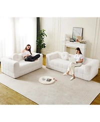 Streamdale Furniture Modern Boneless Couch with Two Circular Throw Pillows