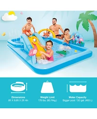 Intex Inflatable Jungle Adventure Play Center & Plastic Fun Ballz, 100 Pack