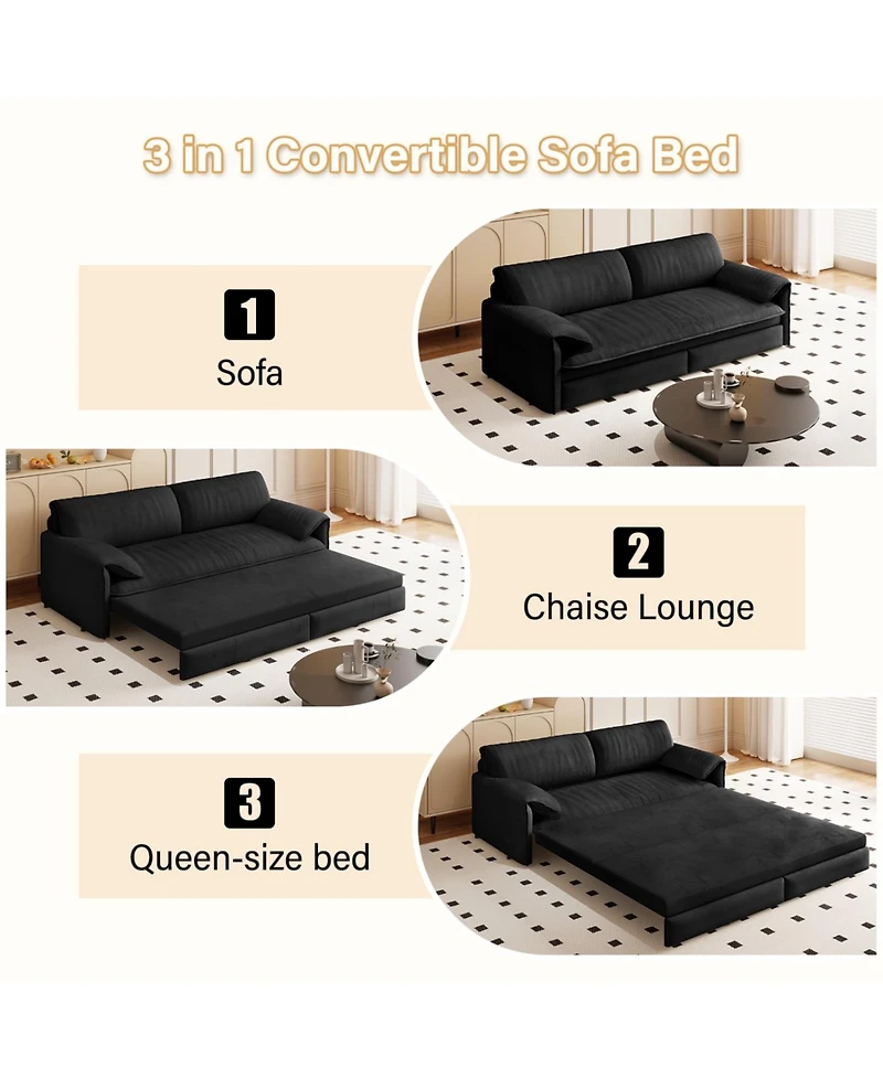 Streamdale Furniture 66" Queen Pull Out Sofa Bed with Storage